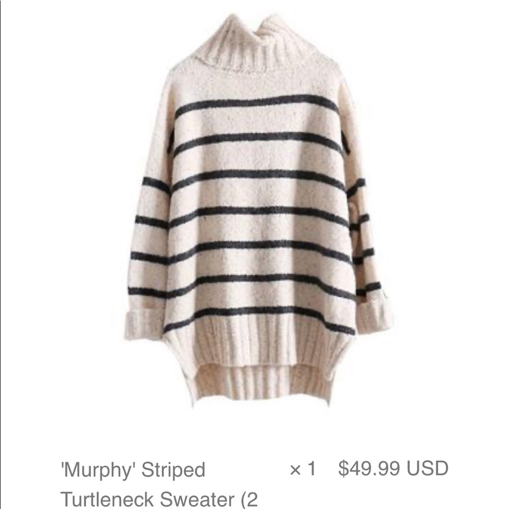 Goodnight Macaroon Striped Turtleneck Sweater OS
